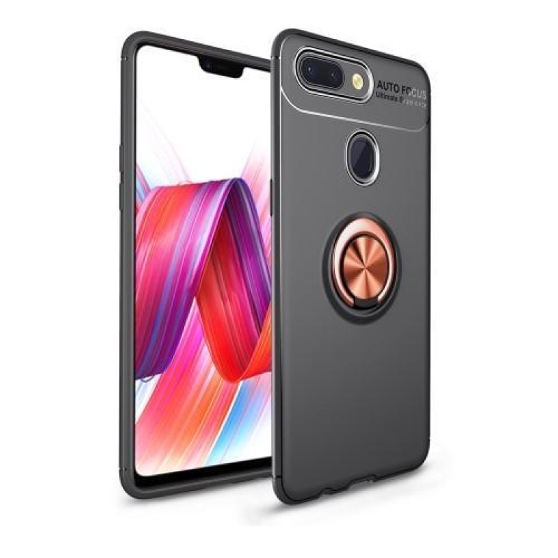 Gyűrűs zselés tok ujjgyűrűvel Xiaomi Mi 8 Lite-hoz - fekete/rózsaszín