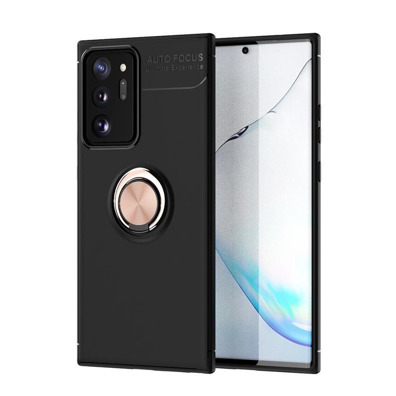 Gyűrűs gélálló tok ujjgyűrűvel a Samsung Galaxy Note 20 Ultra készülékre - fekete/rózsaszín