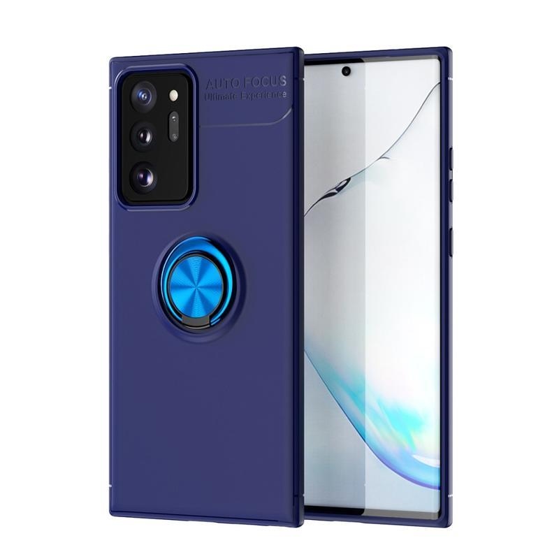 Ring zselé ellenálló tok ujjgyűrűvel a mobiltelefonra Samsung Galaxy Note 20 Ultra - kék