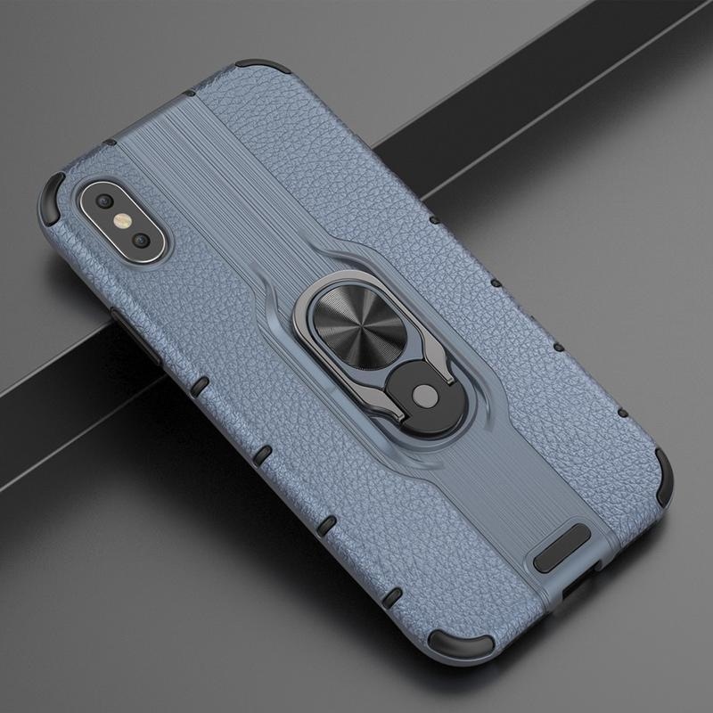 Gyűrűs hibrid borítás ujjgyűrűvel iPhone XS készülékhez - kék