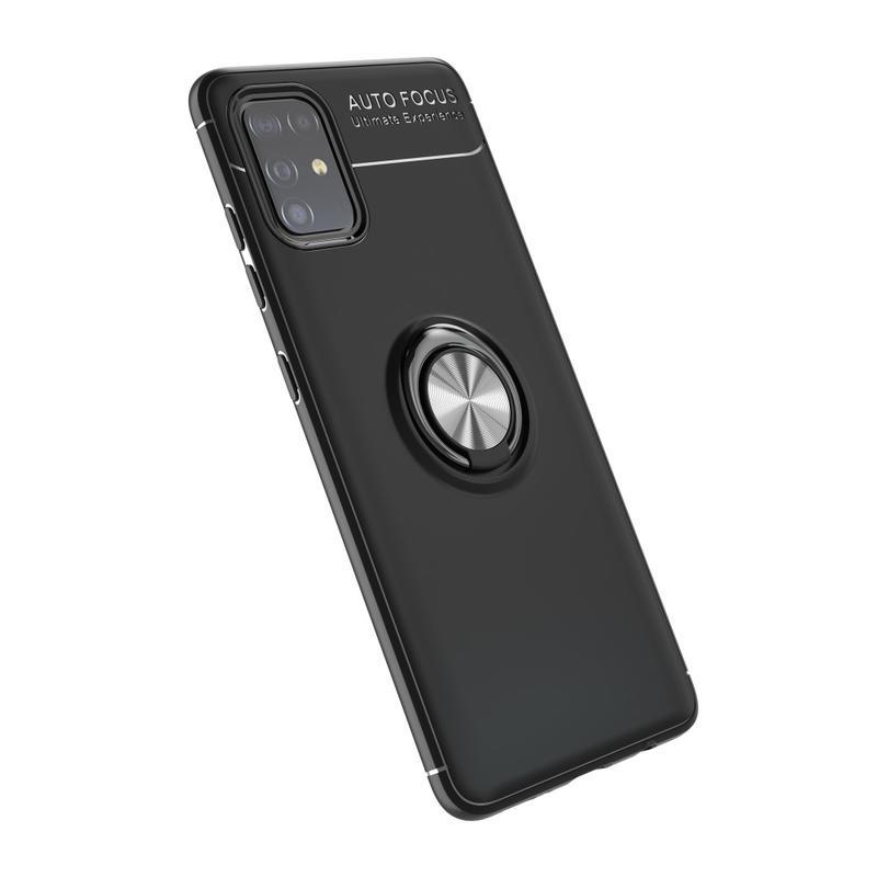 Gyűrűálló zselés tok ujjgyűrűvel Samsung Galaxy M31s készülékhez - fekete