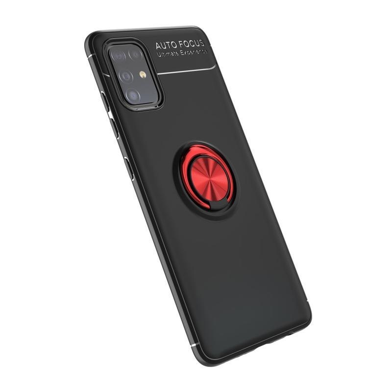 Gyűrűálló zselés tok ujjgyűrűvel Samsung Galaxy M31s készülékhez - fekete/piros
