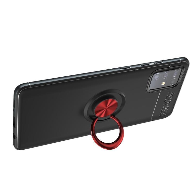 Gyűrűálló zselés tok ujjgyűrűvel Samsung Galaxy M31s készülékhez - fekete/piros