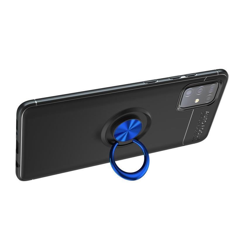 Gyűrűálló zselés tok ujjgyűrűvel Samsung Galaxy M31s készülékhez - fekete/kék
