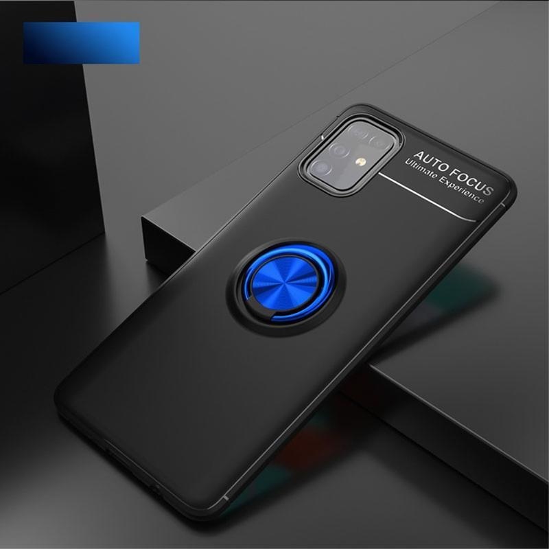 Gyűrűálló zselés tok ujjgyűrűvel Samsung Galaxy M31s készülékhez - fekete/kék