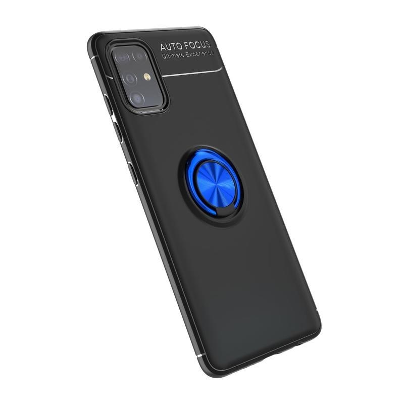 Gyűrűálló zselés tok ujjgyűrűvel Samsung Galaxy M31s készülékhez - fekete/kék