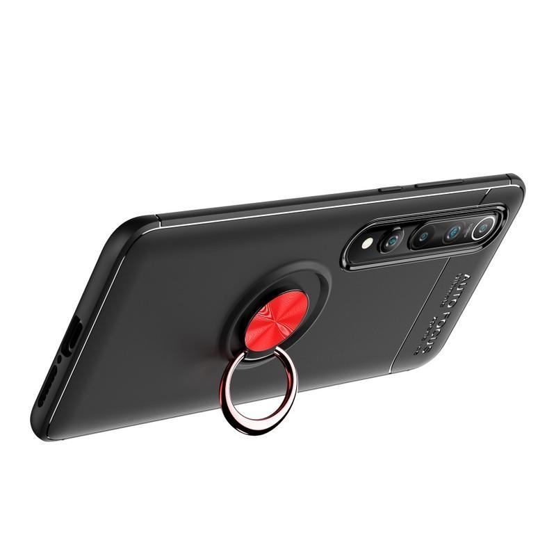 Gyűrűálló zselés tok ujjgyűrűvel Xiaomi Mi 10 / Mi 10 Pro készülékhez - fekete / piros