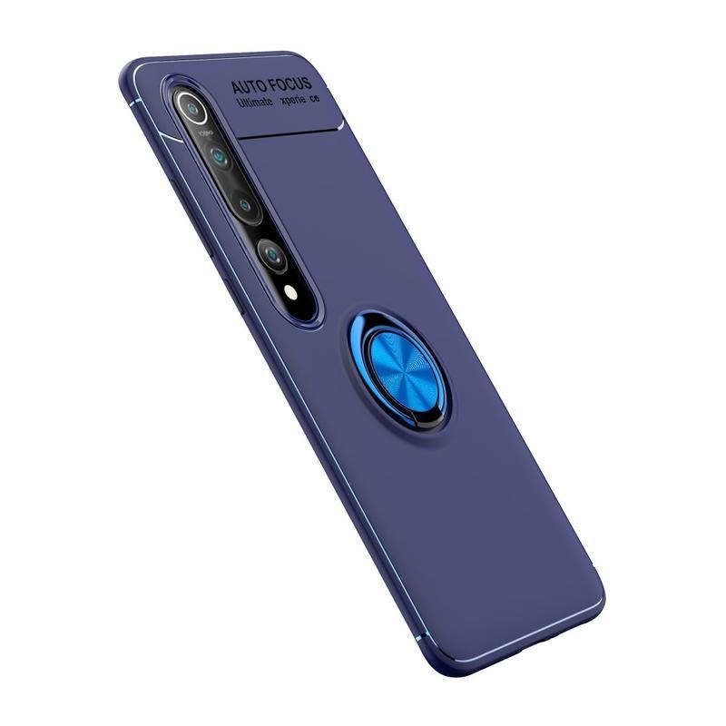 Gyűrűálló zselés tok ujjgyűrűvel Xiaomi Mi 10/Mi 10 Pro készülékhez - kék