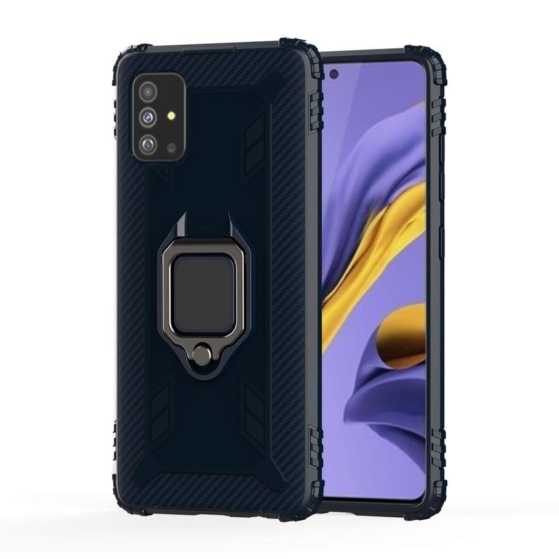 Gyűrűálló zselés tok ujjgyűrűvel Samsung Galaxy A51 készülékhez - kék