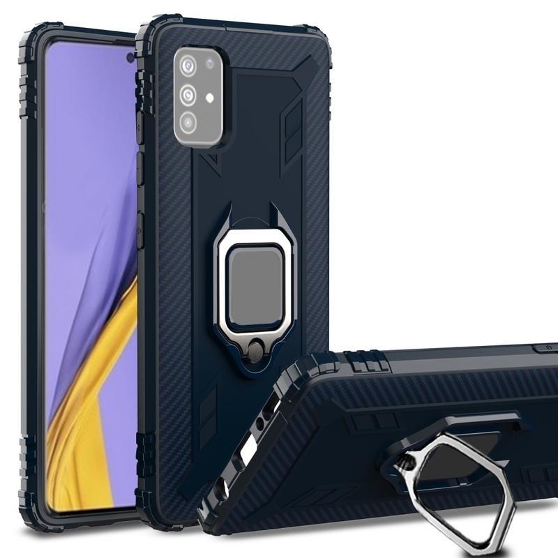 Gyűrűálló zselés tok ujjgyűrűvel Samsung Galaxy A51 készülékhez - kék