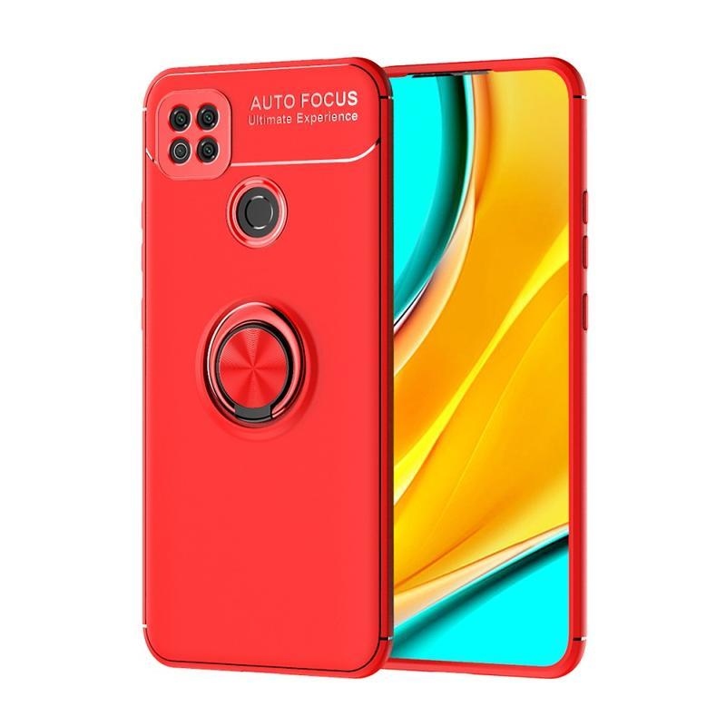 Gyűrűálló zselés tok ujjgyűrűvel Xiaomi Redmi 9C-hez - piros