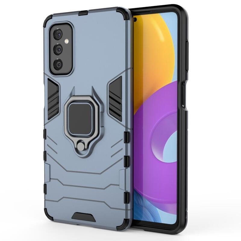 Gyűrűálló hibrid borítás ujjbeggyel Samsung Galaxy M52 5G-hez - kék