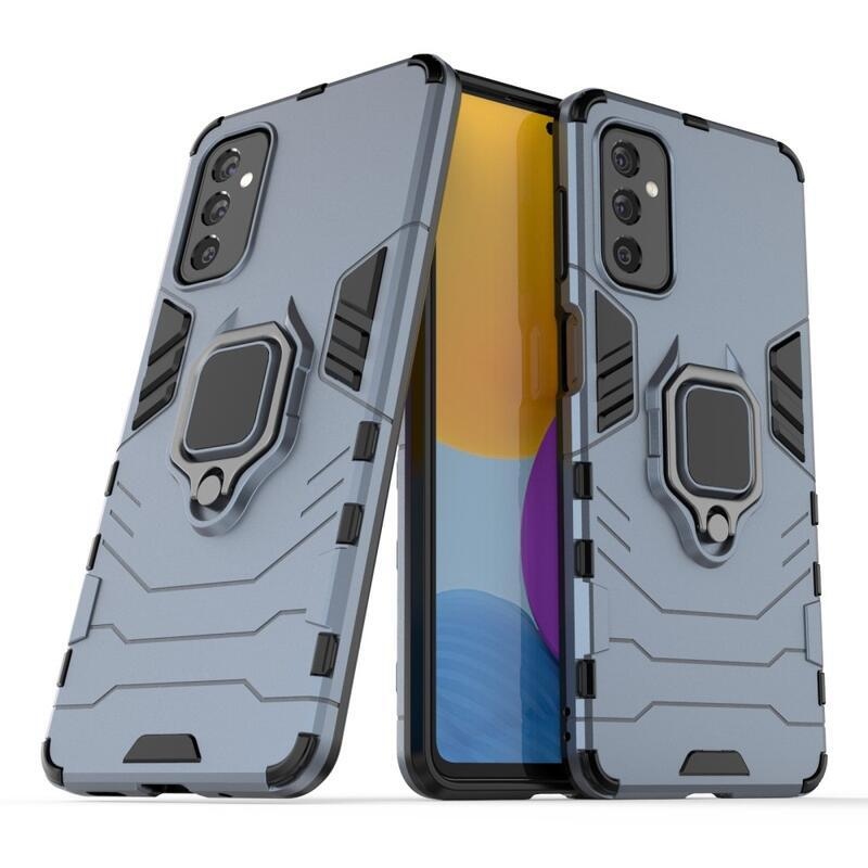 Gyűrűálló hibrid borítás ujjbeggyel Samsung Galaxy M52 5G-hez - kék