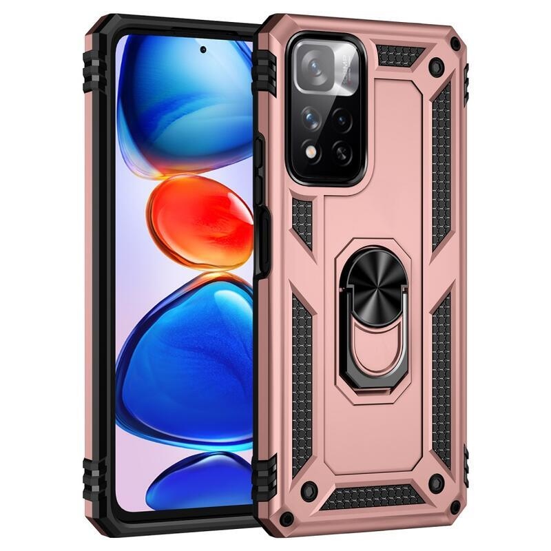 Gyűrűálló hibrid borítás ujjmarkolattal Xiaomi Redmi Note 11 Pro+ 5G - rózsaarany