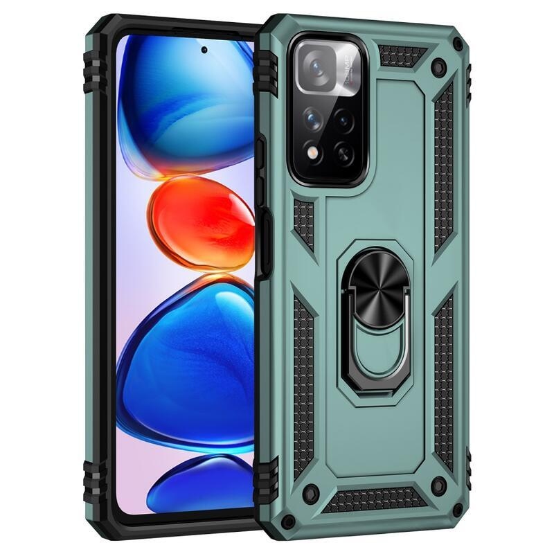 Gyűrűálló hibrid borítás ujjmarkolattal Xiaomi Redmi Note 11 Pro+ 5G - zöld