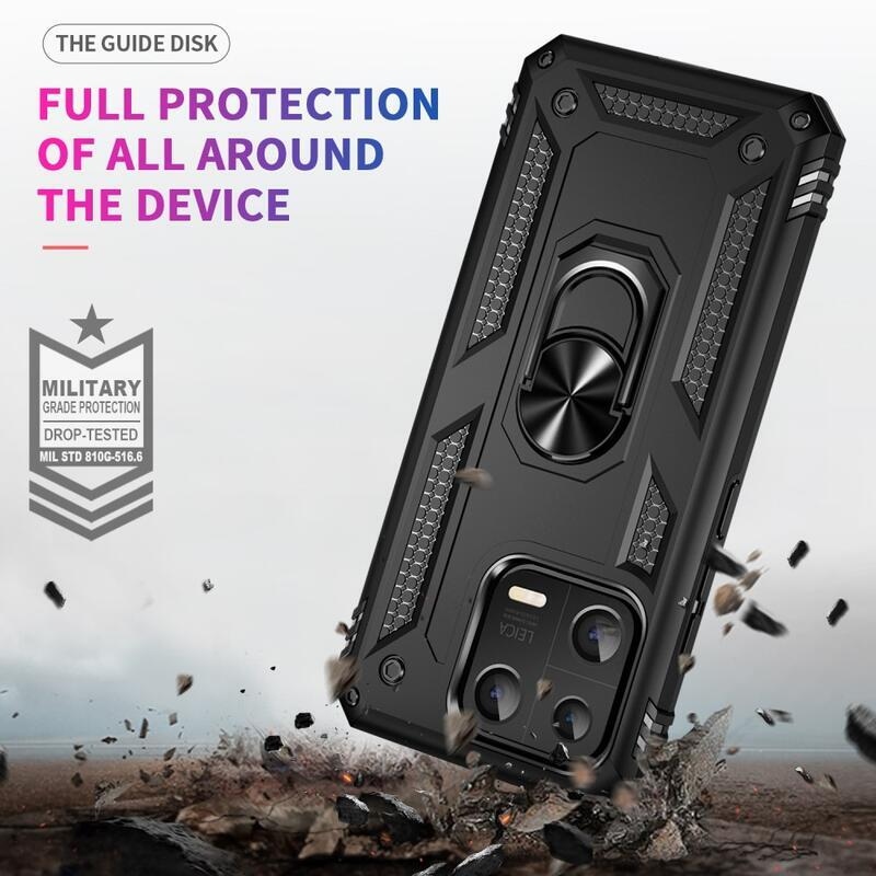 Gyűrűs tartós hibrid borítás fogantyúval a Xiaomi 13-hoz - fekete