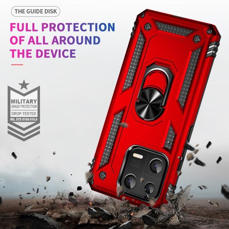Gyűrűs tartós hibrid borítás fogantyúval a Xiaomi 13-ra - piros