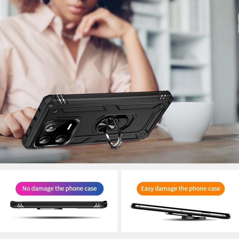 Gyűrűs tartós hibrid borítás fogantyúval Xiaomi 13 Pro-hoz - fekete