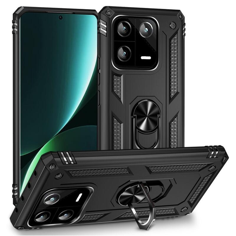Gyűrűs tartós hibrid borítás fogantyúval Xiaomi 13 Pro-hoz - fekete
