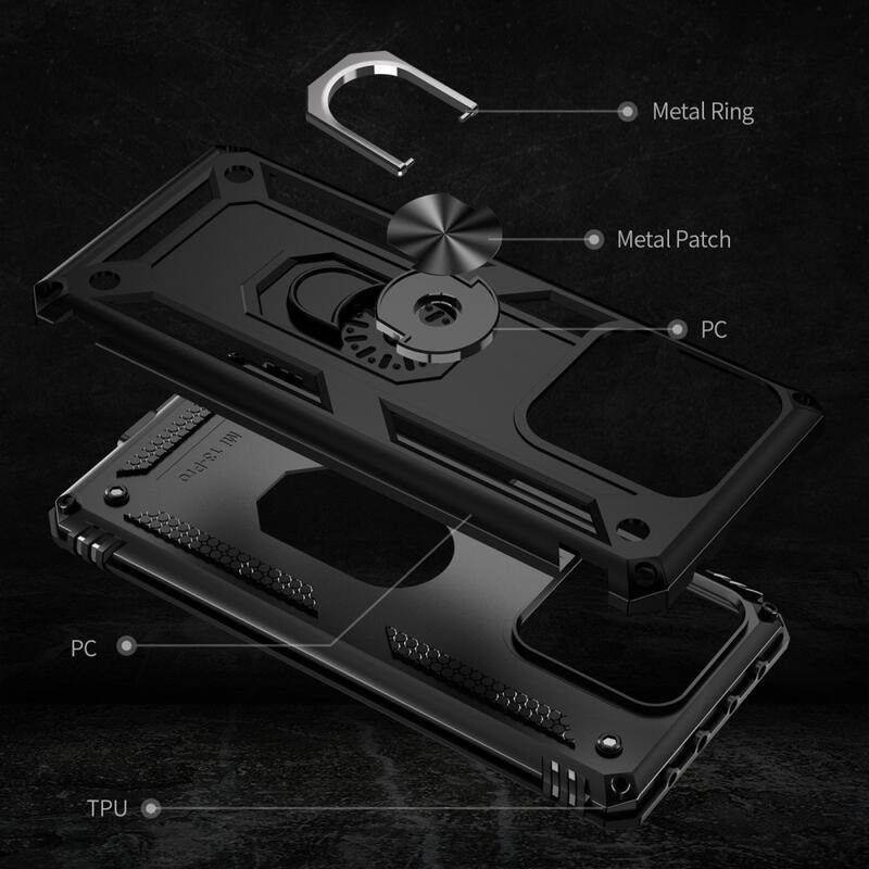 Gyűrűs tartós hibrid borítás fogantyúval Xiaomi 13 Pro-hoz - fekete