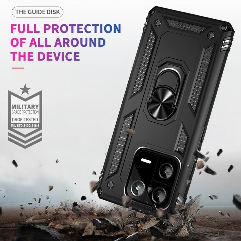 Gyűrűs tartós hibrid borítás fogantyúval Xiaomi 13 Pro-hoz - fekete