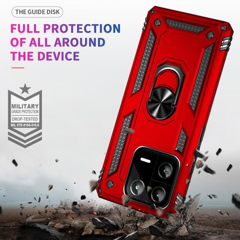 Gyűrűs tartós hibrid borítás fogantyúval Xiaomi 13 Pro-hoz - piros
