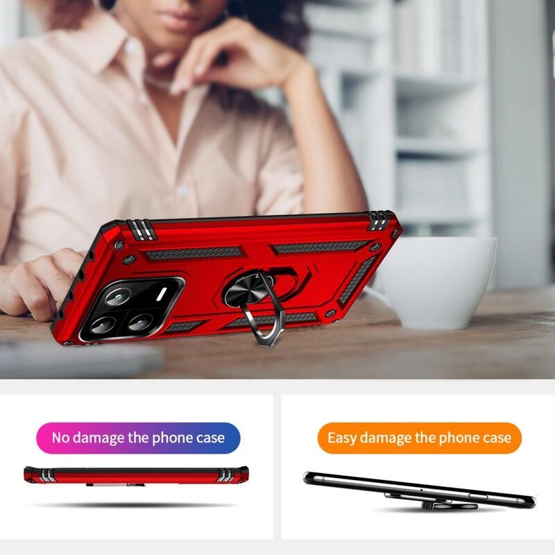 Gyűrűs tartós hibrid borítás fogantyúval Xiaomi 13 Pro-hoz - piros