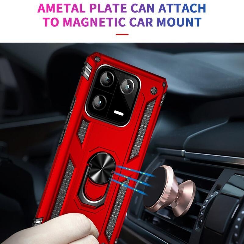 Gyűrűs tartós hibrid borítás fogantyúval Xiaomi 13 Pro-hoz - piros