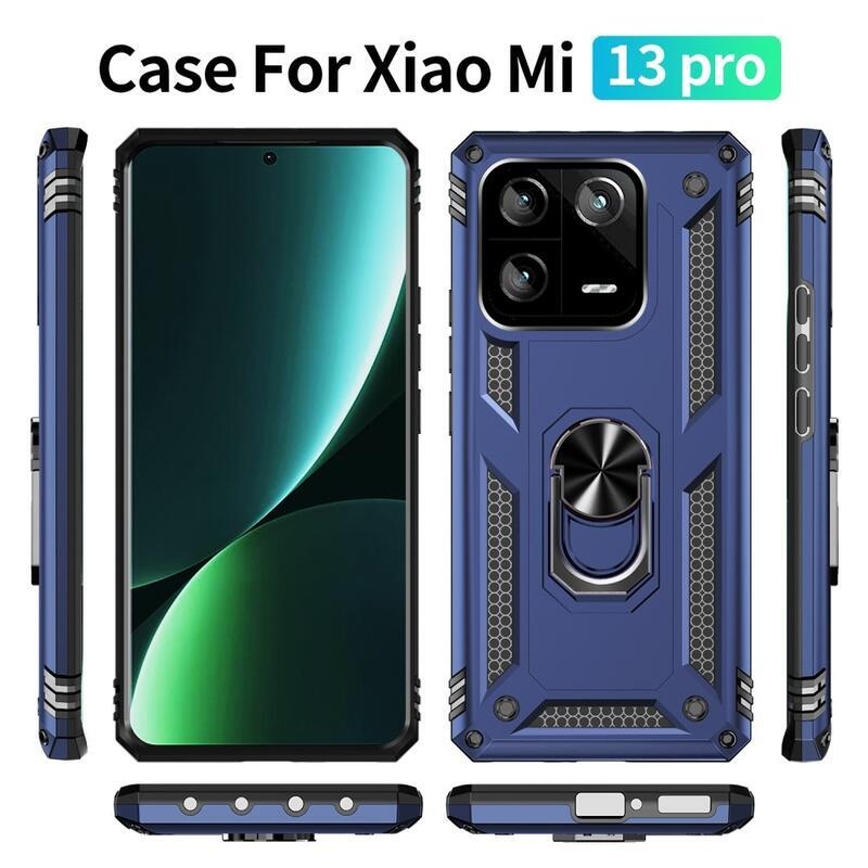 Gyűrűs tartós hibrid borítás fogantyúval Xiaomi 13 Pro-hoz - kék