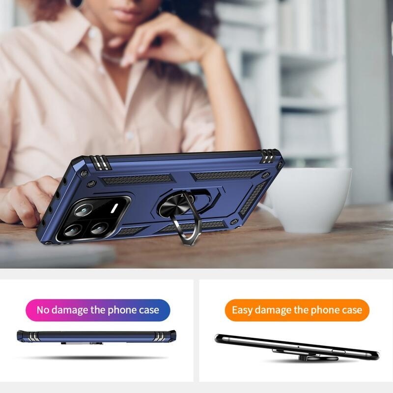 Gyűrűs tartós hibrid borítás fogantyúval Xiaomi 13 Pro-hoz - kék