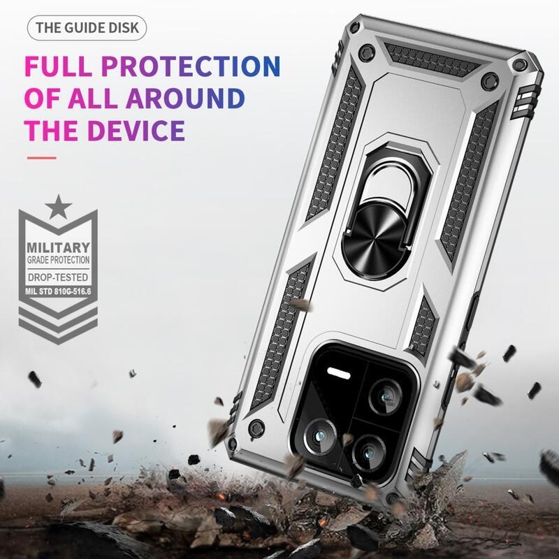 Gyűrűs tartós hibrid borítás fogantyúval a Xiaomi 13 Pro-hoz - ezüst