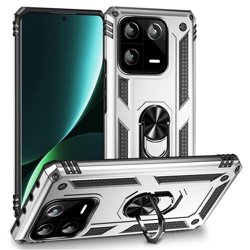 Gyűrűs tartós hibrid borítás fogantyúval a Xiaomi 13 Pro-hoz - ezüst