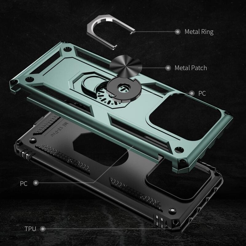 Gyűrűs tartós hibrid borítás fogantyúval Xiaomi 13 Pro-hoz - zöld