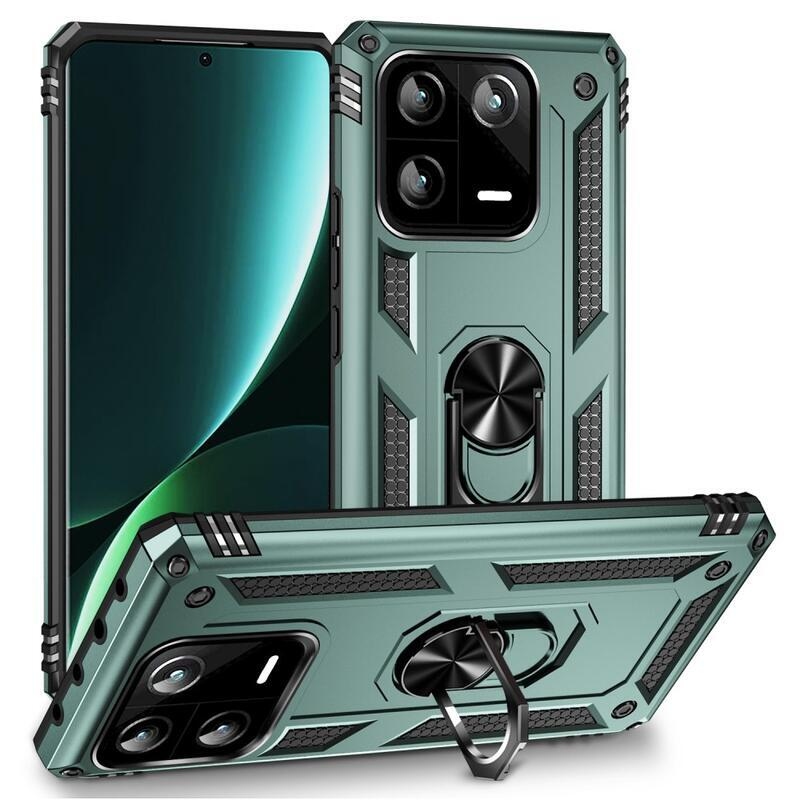 Gyűrűs tartós hibrid borítás fogantyúval Xiaomi 13 Pro-hoz - zöld