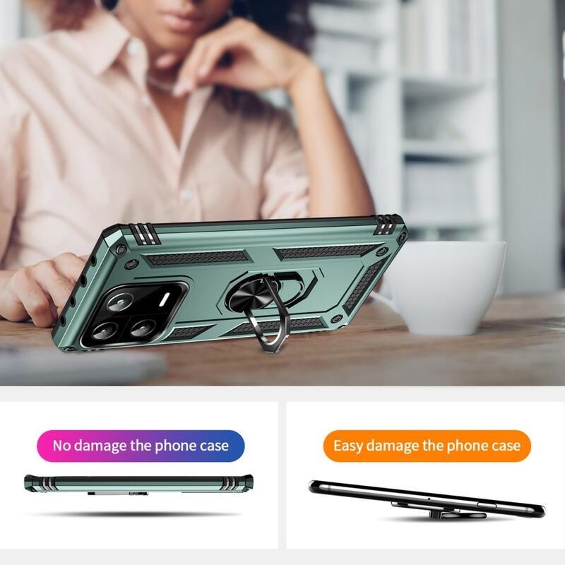 Gyűrűs tartós hibrid borítás fogantyúval Xiaomi 13 Pro-hoz - zöld