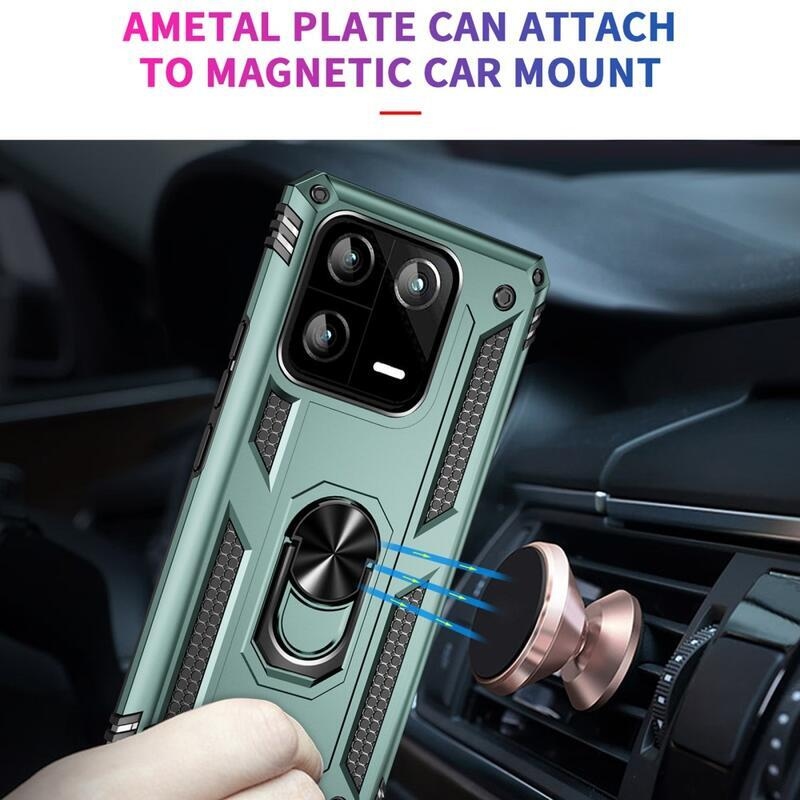 Gyűrűs tartós hibrid borítás fogantyúval Xiaomi 13 Pro-hoz - zöld