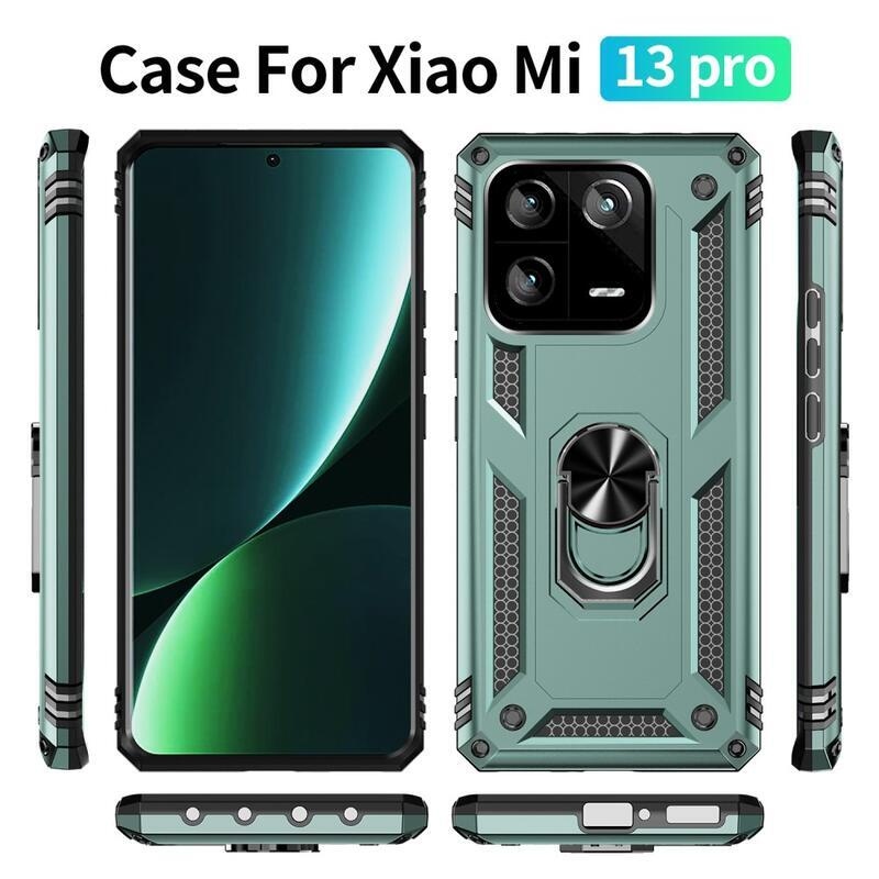 Gyűrűs tartós hibrid borítás fogantyúval Xiaomi 13 Pro-hoz - zöld