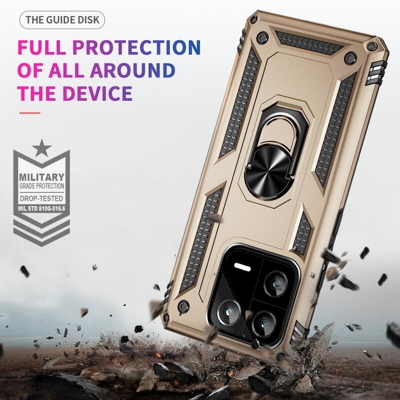 Gyűrűs tartós hibrid borítás fogantyúval Xiaomi 13 Pro-hoz - arany színben