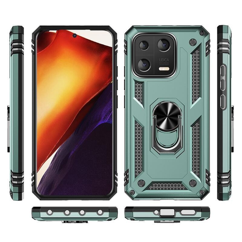 Gyűrűs tartós hibrid borítás fogantyúval Xiaomi 13 - zöld