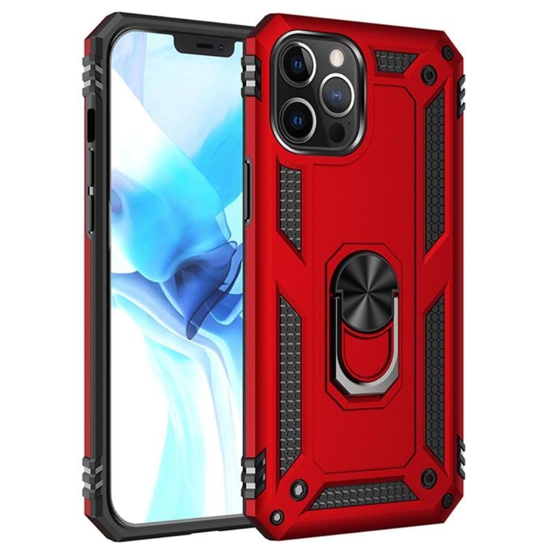 Ring Tartós hibrid borítás ujjmarkolattal iPhone 12 Pro Max készülékhez - piros