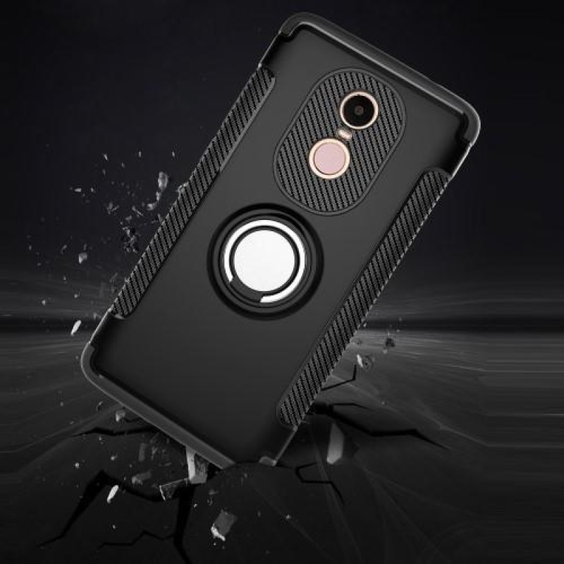 Gyűrűs tartós tok a Xiaomi Redmi Note 4X-hez - piros színű