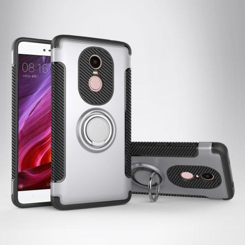 Gyűrűs tartós tok Xiaomi Redmi Note 4X-hez - ezüst színű