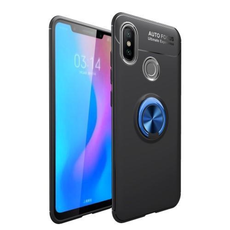 Gyűrűs szilikon tok ujjgyűrűvel a Xiaomi Mi A2-hez - fekete/kék