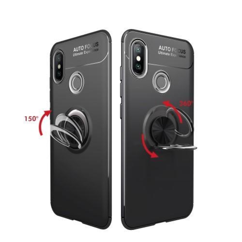 Gyűrűs szilikon tok ujjgyűrűvel a Xiaomi Mi A2-hez - fekete/kék