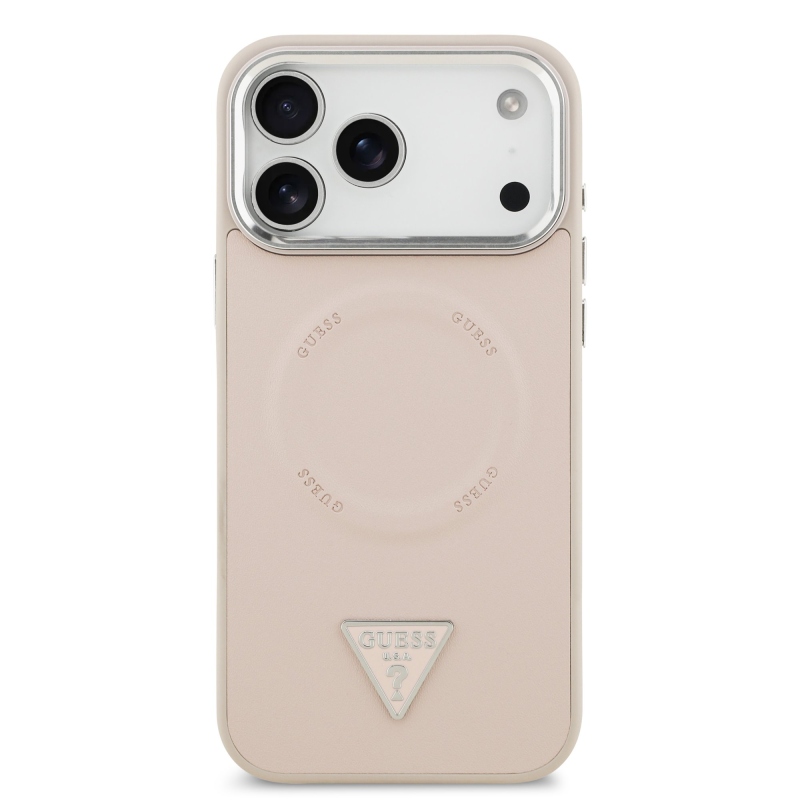 Guess PU bőr háromszög logó MagSafe hátlap iPhone 17 Pro rózsaszínhez