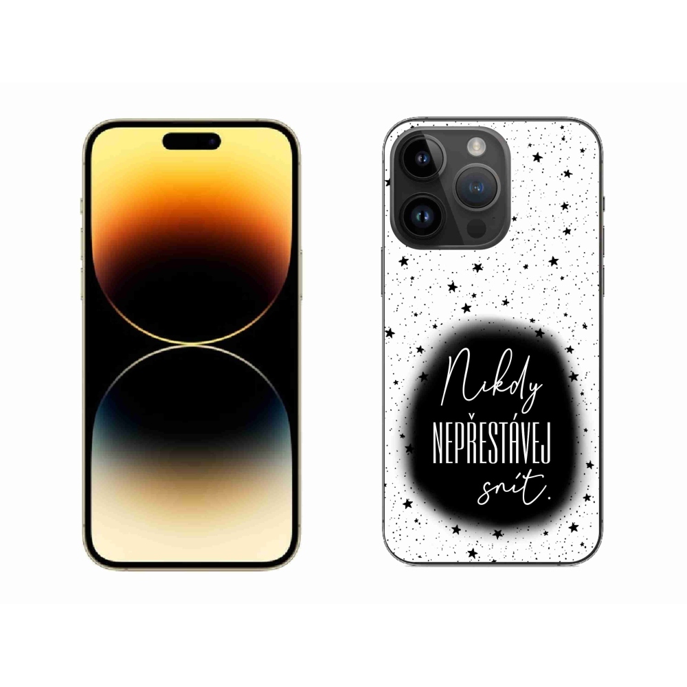 Gél borítás mmCase iPhone 14 Pro Max 6.7 - Idézet 1 fekete és fehér háttérrel