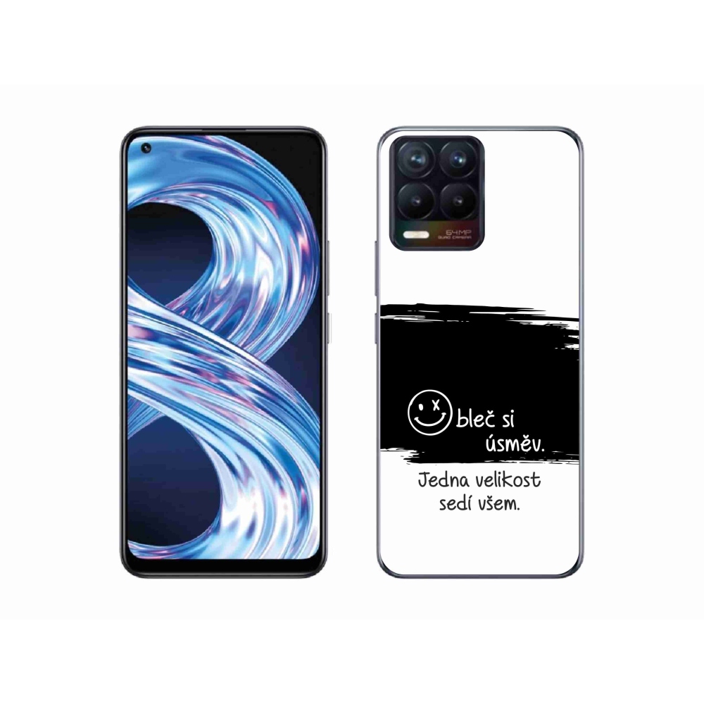 Gél borító mmCase a Realme 8 4G-n - vicces szöveg 8 fekete-fehér háttérrel