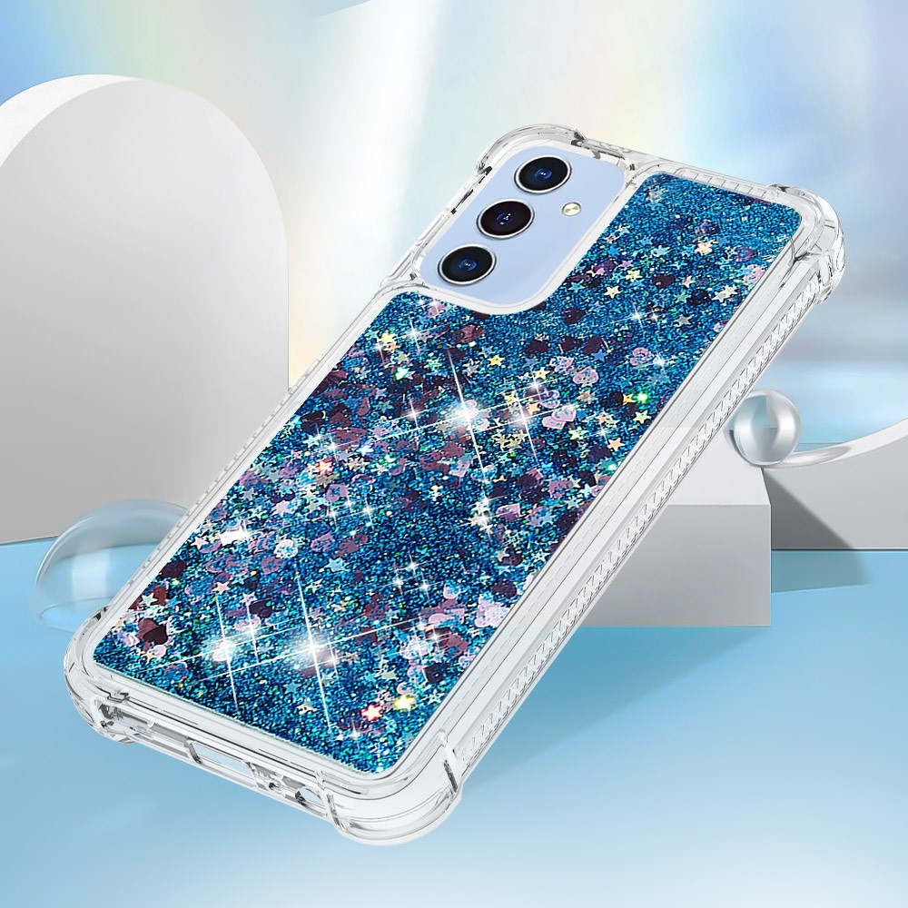 Glitter homokóra zselés tok Samsung Galaxy A26 5G - kék/szívek