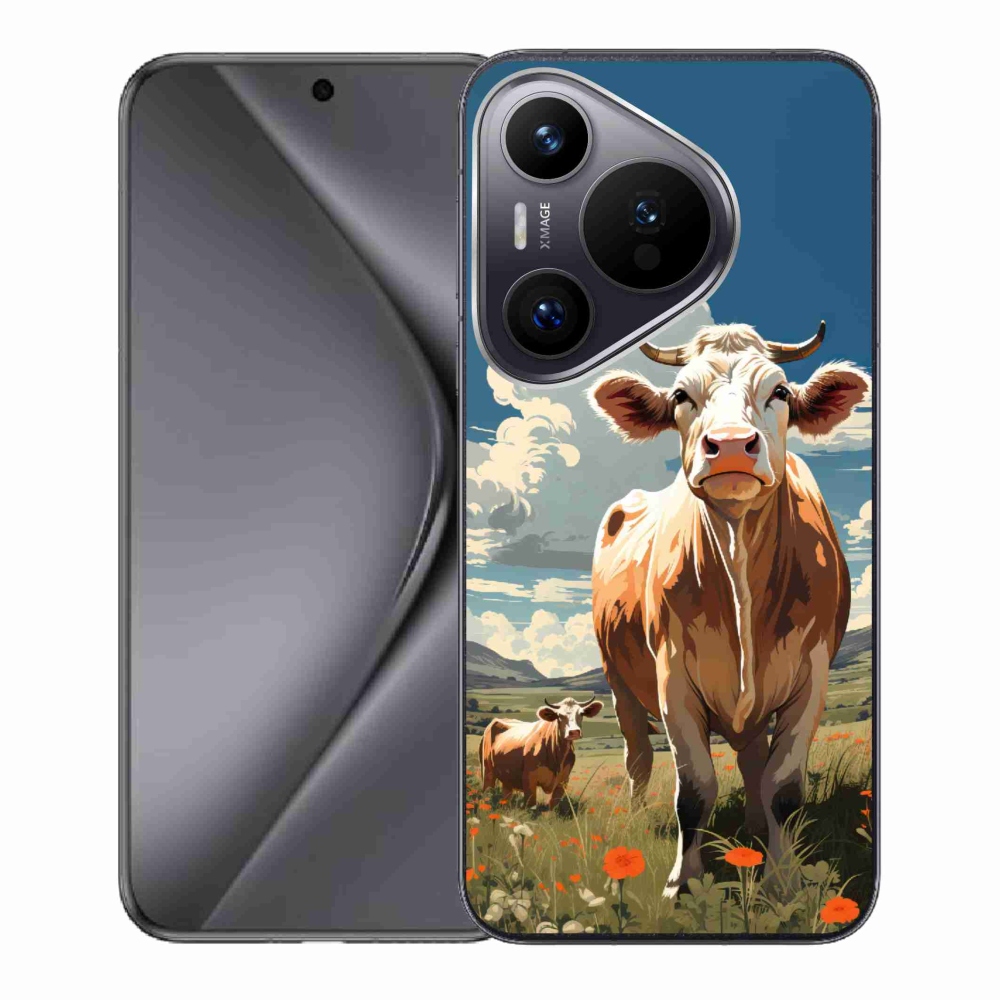 Zselés borító mmCase a Huawei Pura 70 készülékhez - tehenek a réten