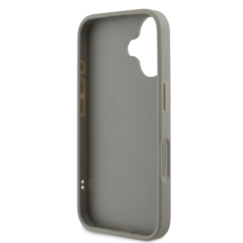 DKNY PU bőr steppelt stack logós hátlap iPhone 16 Plus készülékhez Szürke